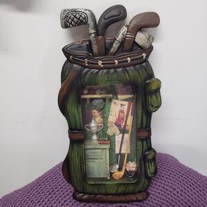 Vintage Decorative Shadow Box Frame Golf Bag Wall Art